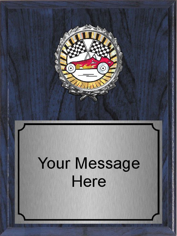 Economy Heat Transfer Plaque with Pinewood Derby Medallion