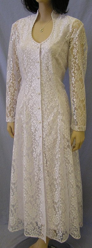 Queen Anne Neck Lace Dress in White