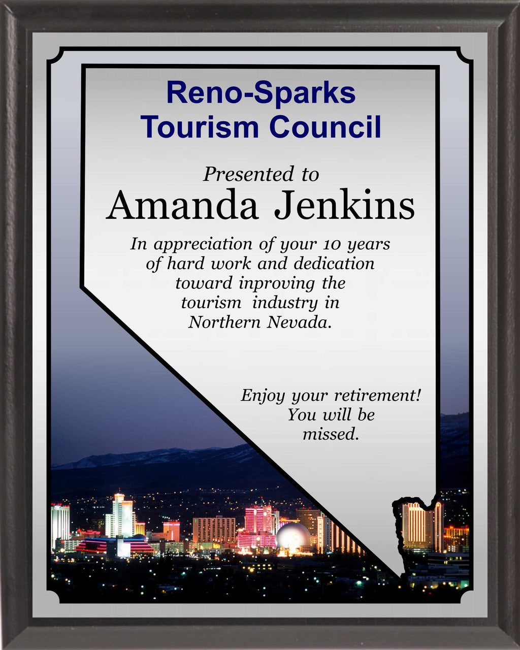 Heat Transfer Plaque, Silver Plate, Nevada Theme