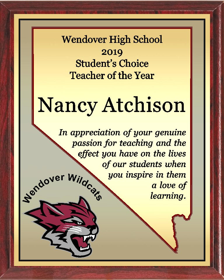 Heat Transfer Plaque, Gold Plate, Nevada Theme