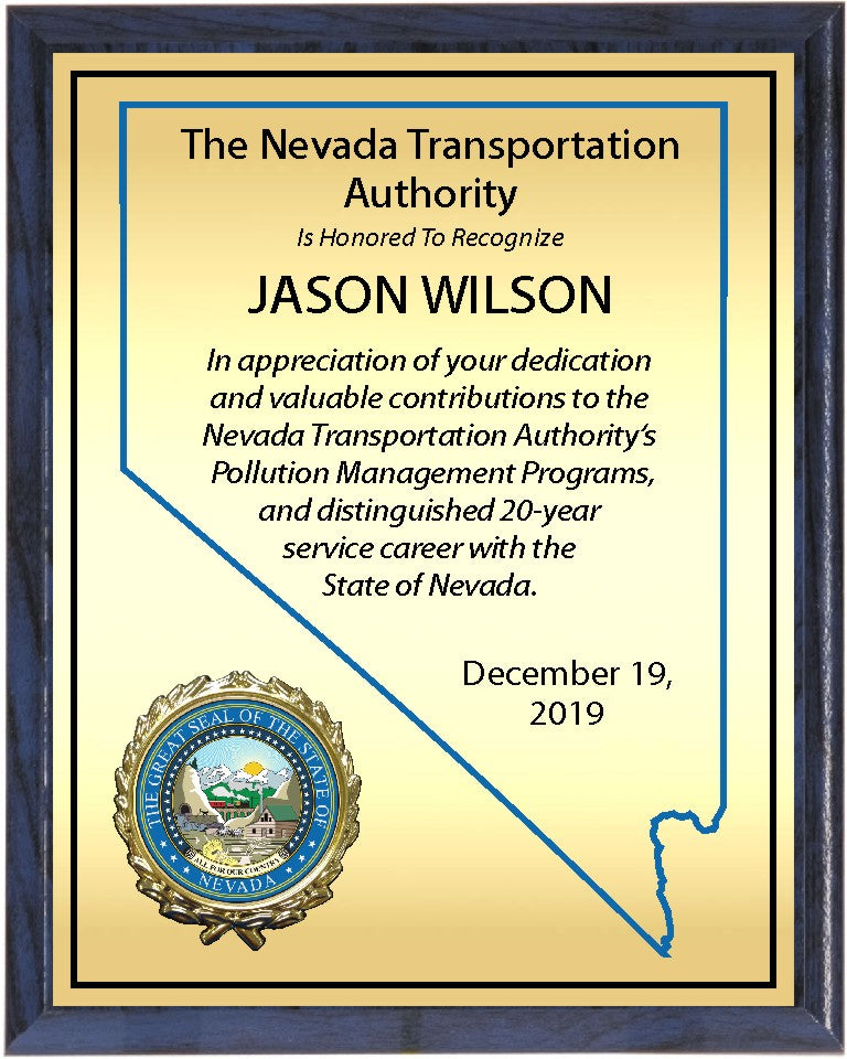 Heat Transfer Plaque, Gold Plate, Raised Medallion Holder, Nevada Theme