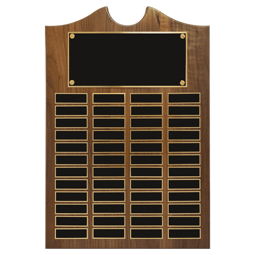 14" x 20" American Walnut Roster Plaque w/ 48 Plates