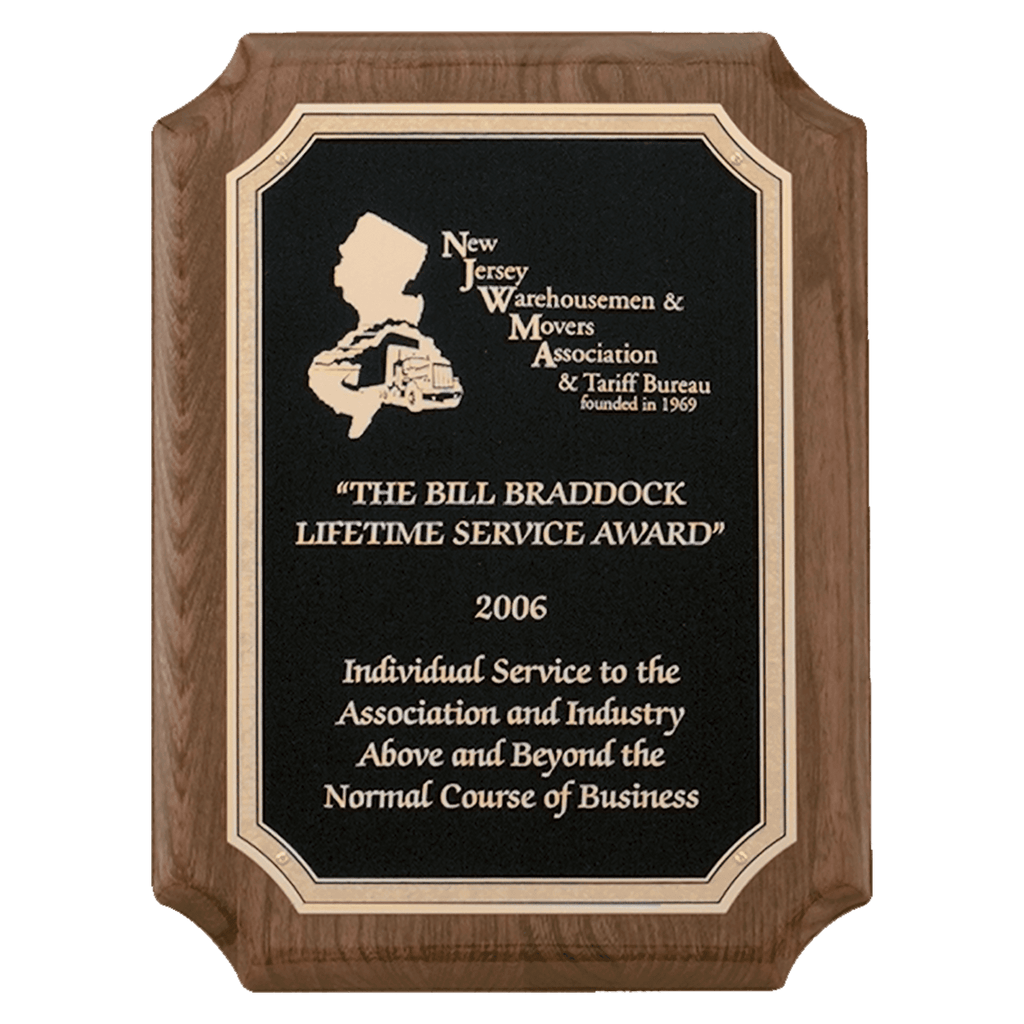 Walnut Piano Finish Plaque with Gold Florentine Border Textured Black 8" x 10 1/2" Airflyte Premium LaserFX Plate