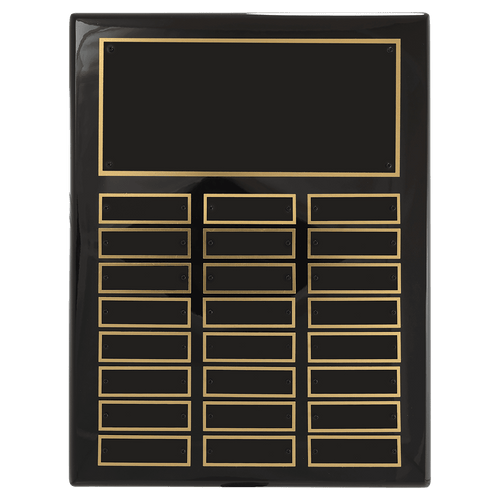 11" x 14" Airflyte Black Piano Finish 24 Plate Perpetual Plaque with Black Brass Plates