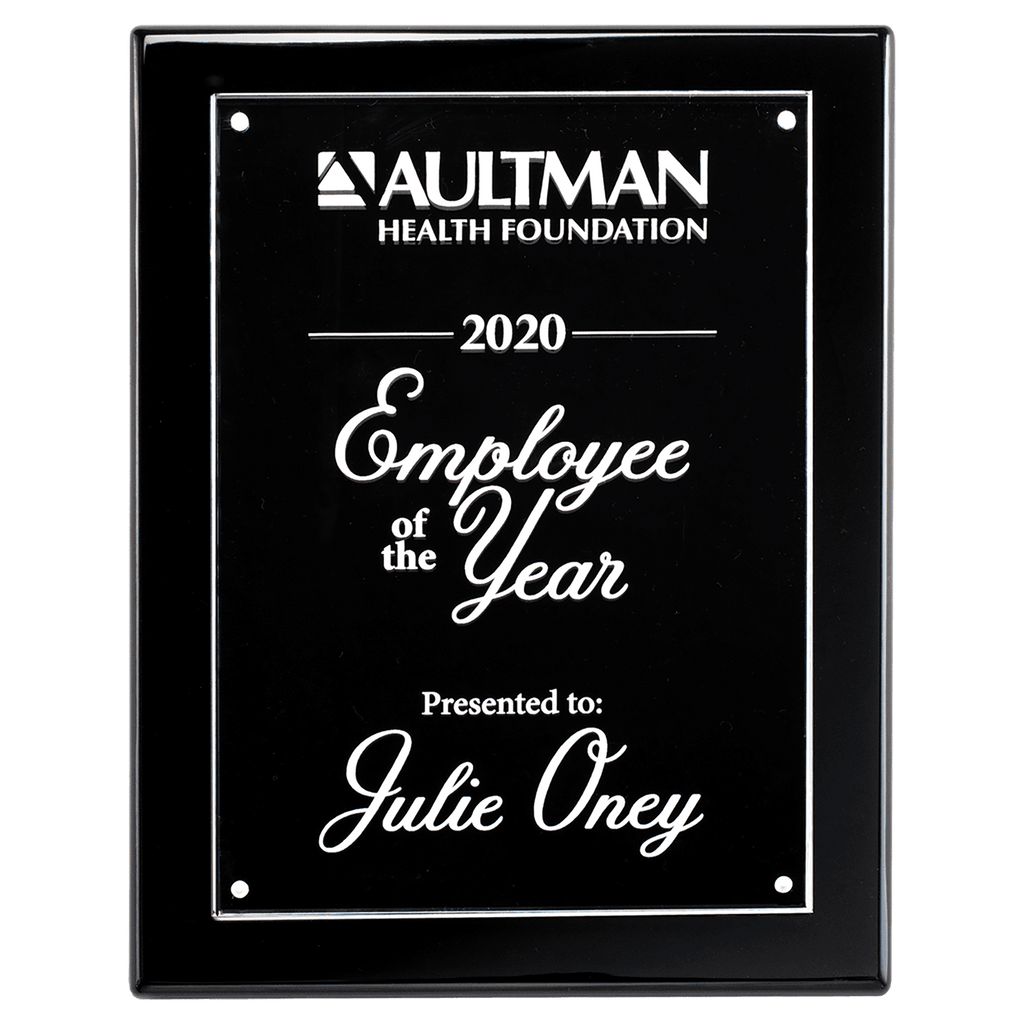 Black 9x12 High Gloss Plaque with Acrylic Engraving Plate