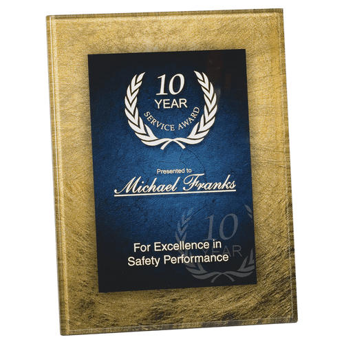 Gold/Blue 6 1/2" x 8 1/2"/ Acrylic Art Plaque with Easel/Hanger