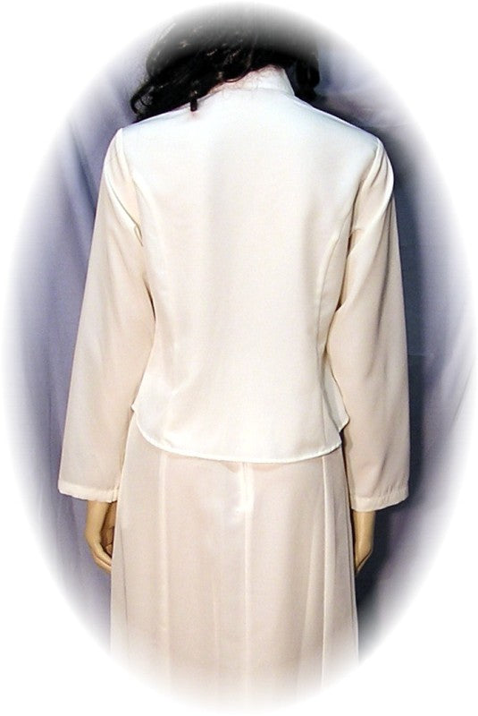 Heart Neck Long Sleeve Bridal Blouse in White