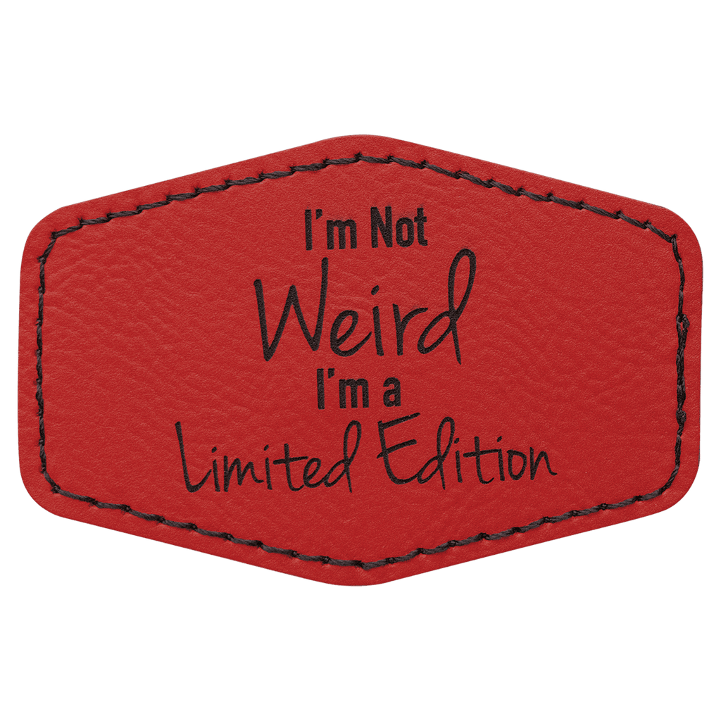 Red 3" x 2" Hex Laserable Leatherette Patch with Adhesive
