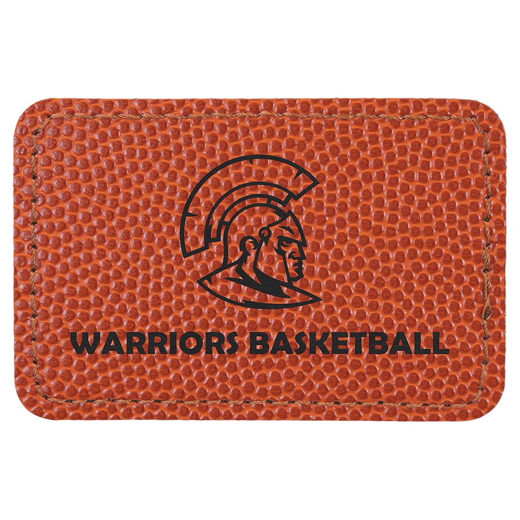Basketball 3" x 2" Laserable Leatherette Rectangle Patch with Kota Pro Adhesive