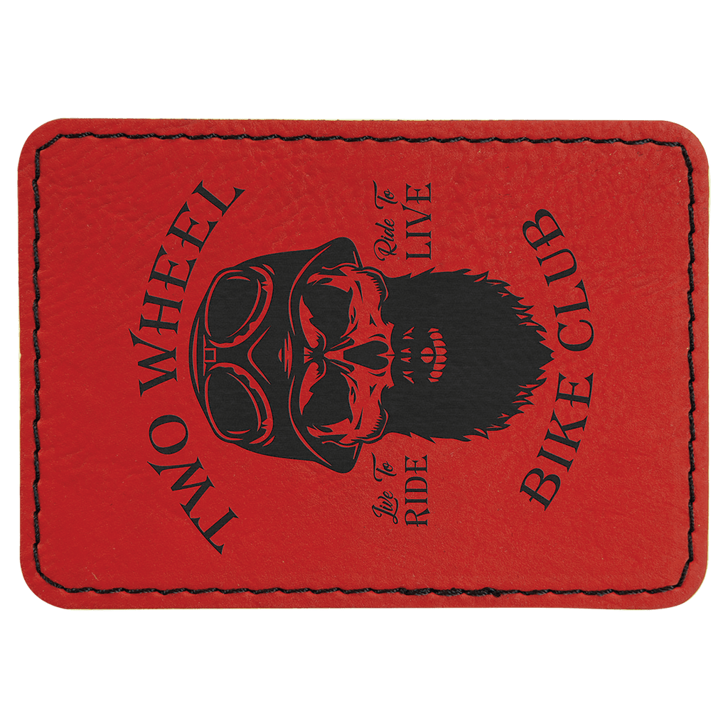 Red 3 1/2" x 2 1/2" Laserable Leatherette Rectangle Patch with Kota Pro Adhesive