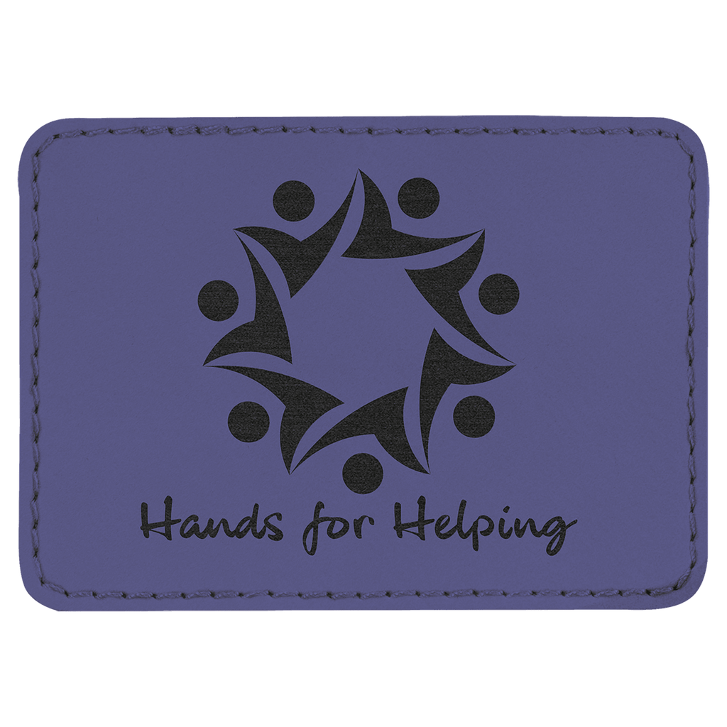 Purple 3 1/2" x 2 1/2" Laserable Leatherette Rectangle Patch with Kota Pro Adhesive