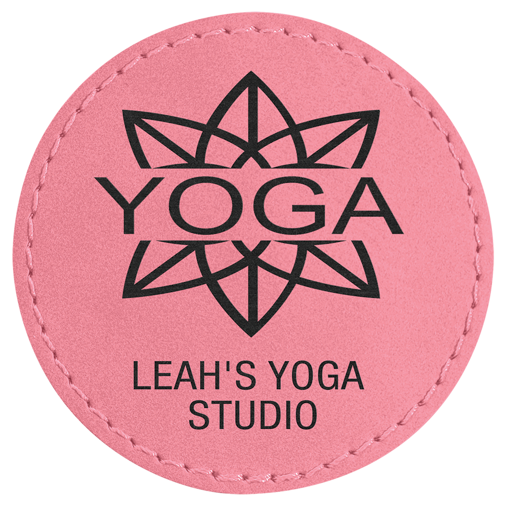 Pink 2 1/2" Round Laserable Leatherette Patch with Adhesive