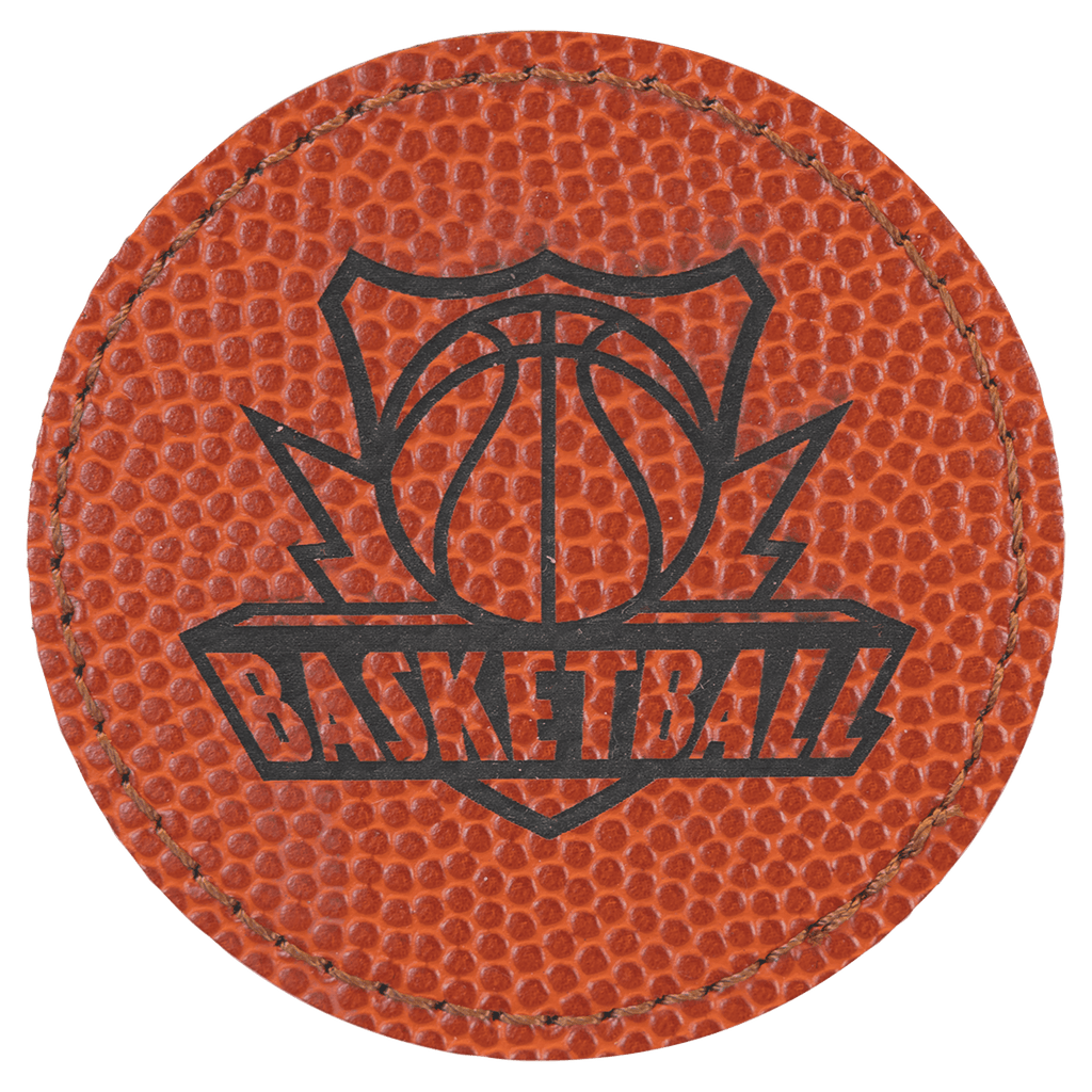 Basketball 2 1/2" Laserable Leatherette Round Patch with Kota Pro Adhesive