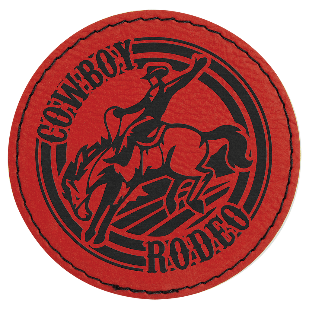 Red 3" Laserable Leatherette Round Patch with Adhesive