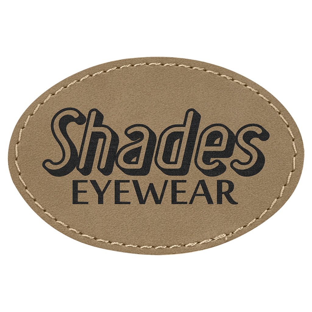 Light Brown 3" x 2" Oval Laserable Leatherette Patch with Adhesive