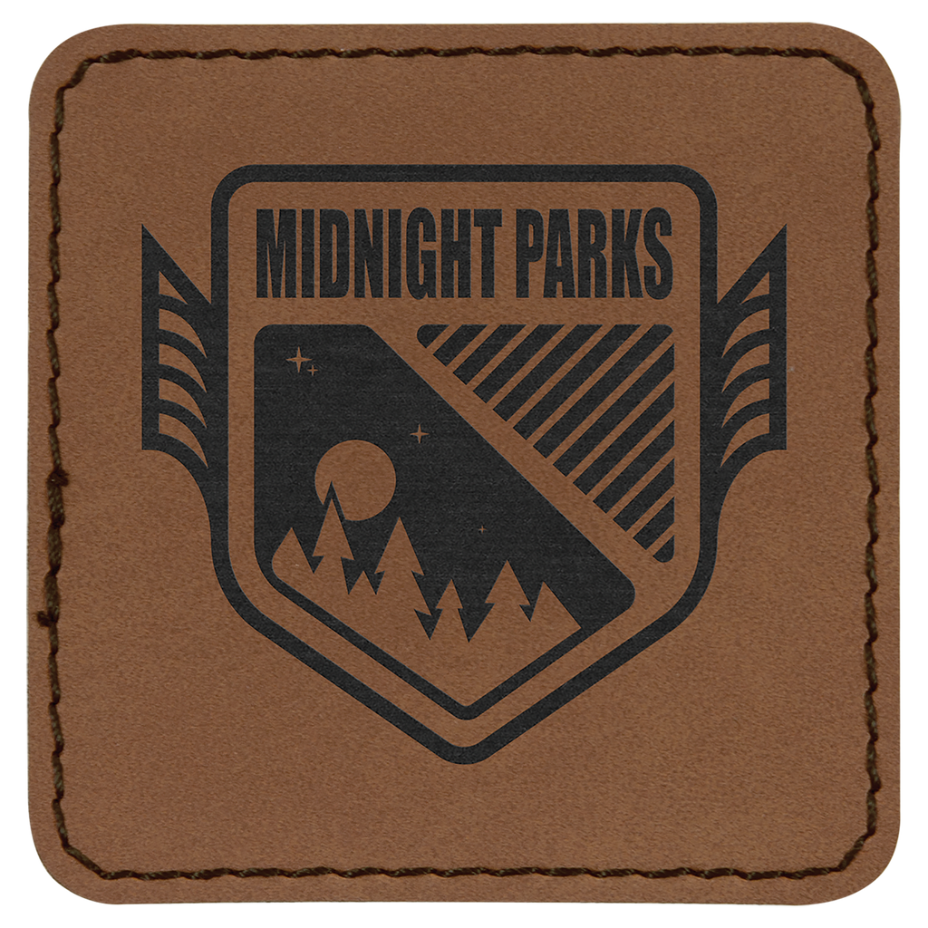 Dark Brown 2 1/2" x 2 1/2" Square Laserable Leatherette Patch with Adhesive