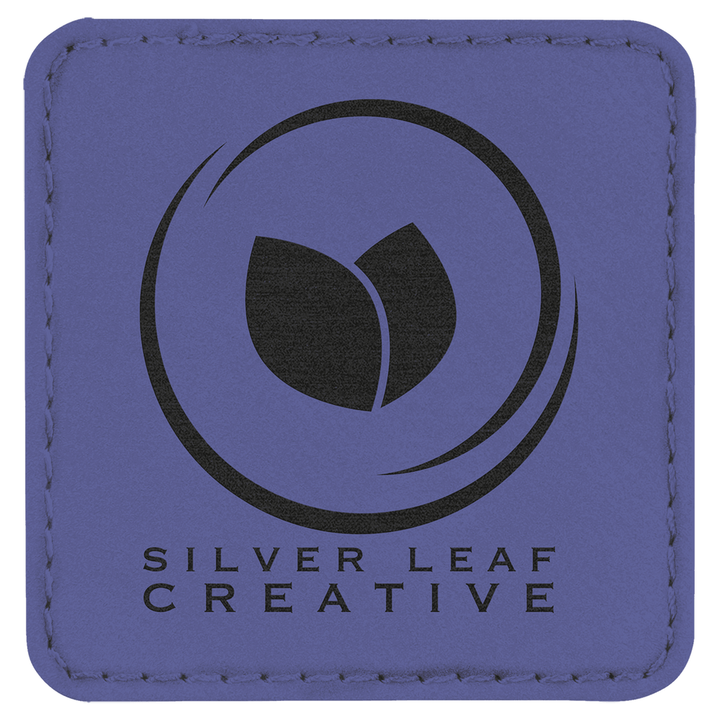Purple 2 1/2" x 2 1/2" Square Laserable Leatherette Patch with Adhesive