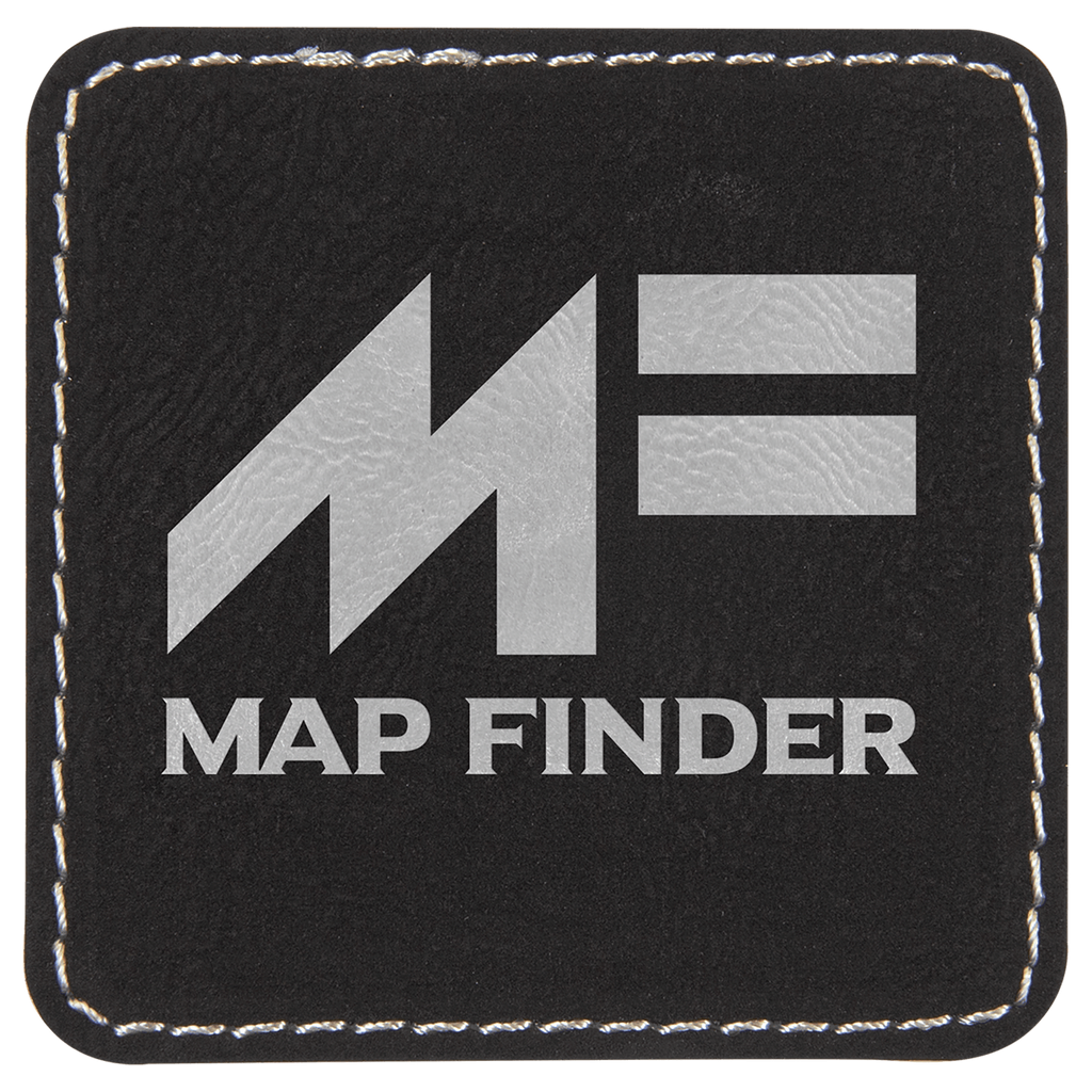 Black/Silver 2 1/2" x 2 1/2" Laserable Leatherette Square Patch with Kota Pro Adhesive