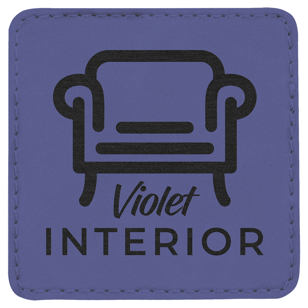 Purple 3" x 3" Square Laserable Leatherette Patch with Adhesive