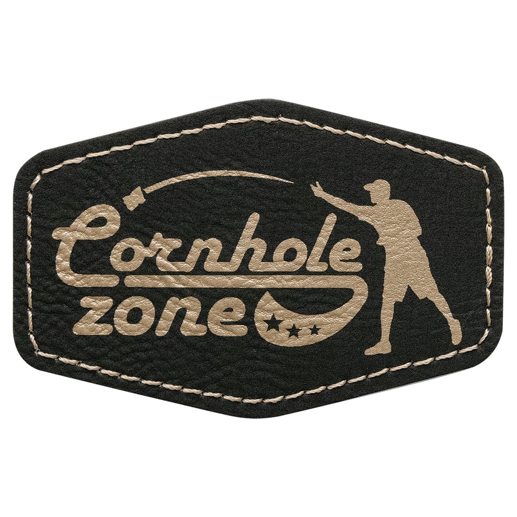 Black/Gold 3" x 2" Laserable Leatherette Hex Patch with Kota Pro Adhesive