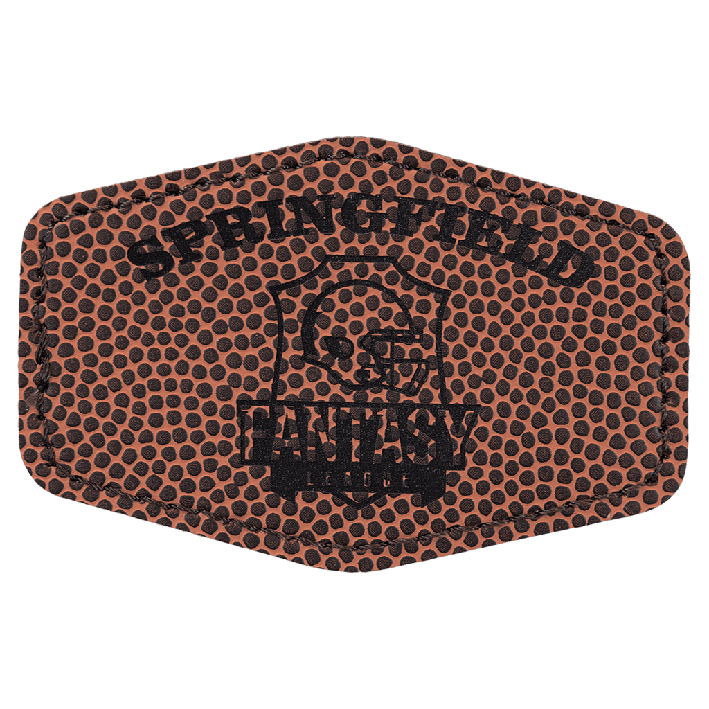 Football 3" x 2" Laserable Leatherette Hex Patch with Kota Pro Adhesive