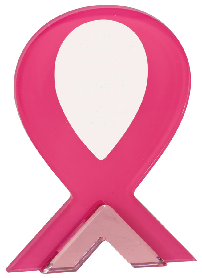 Pink Ribbon Stand Up Acrylic Award, Large