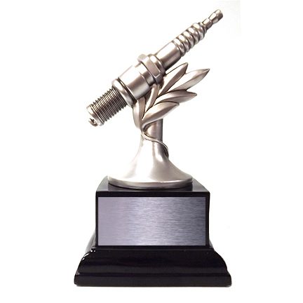 Spark Plug Resin Trophy, 6 1/2" tall