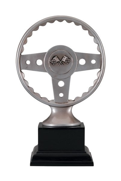 Pewter Steering Wheel Resin Trophy, 6"