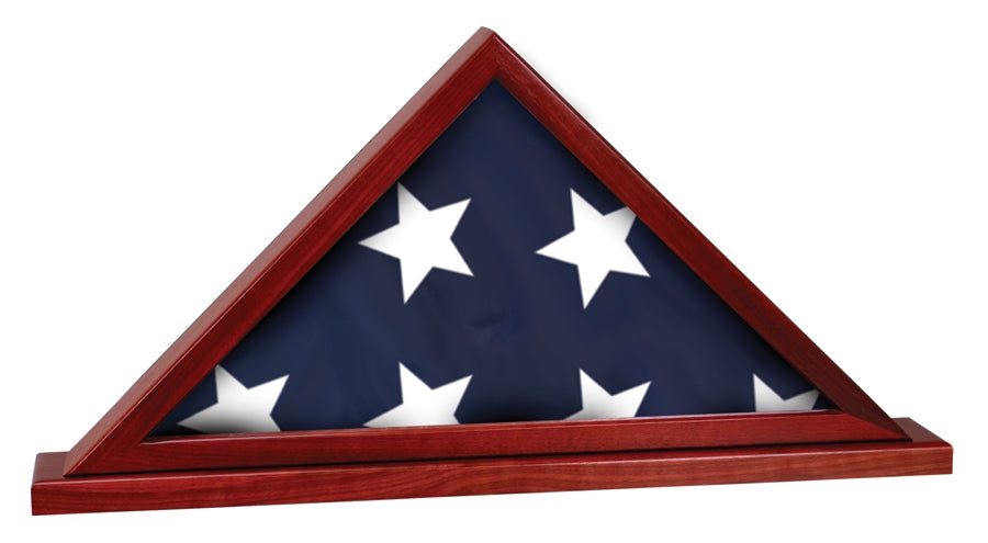 Rosewood Finish Flag Display Case for 3' x 5' flag with Base
