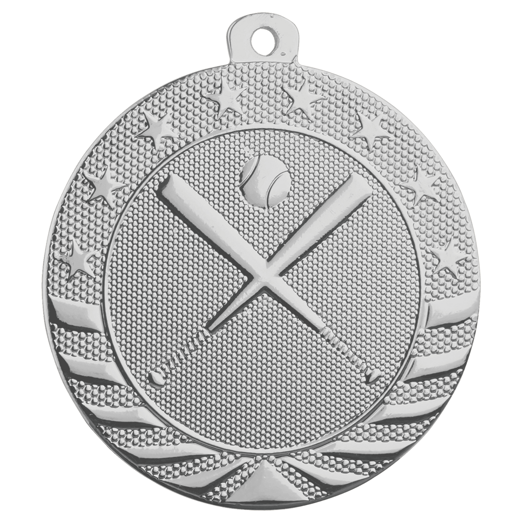 Bright Silver 2" Baseball/Softball Starbrite Medal
