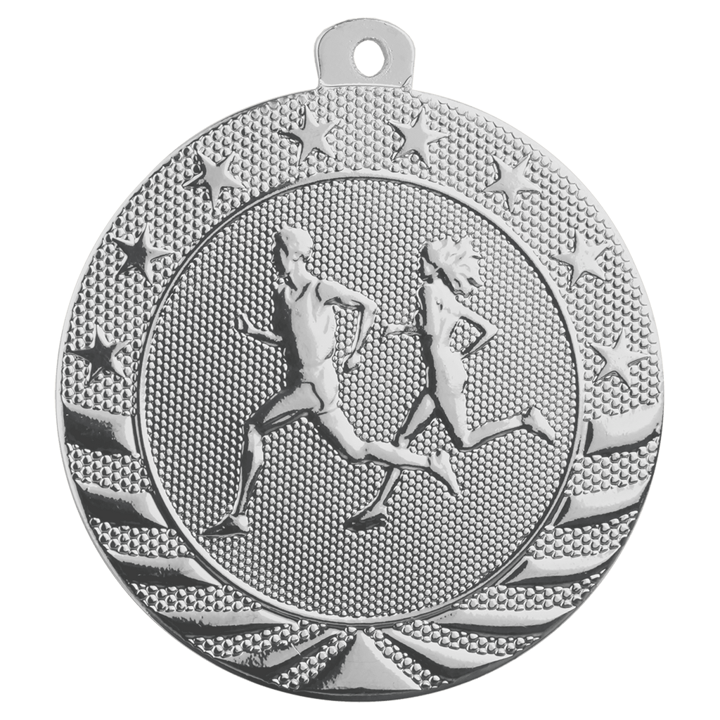 Bright Silver 2" Cross Country Starbrite Medal