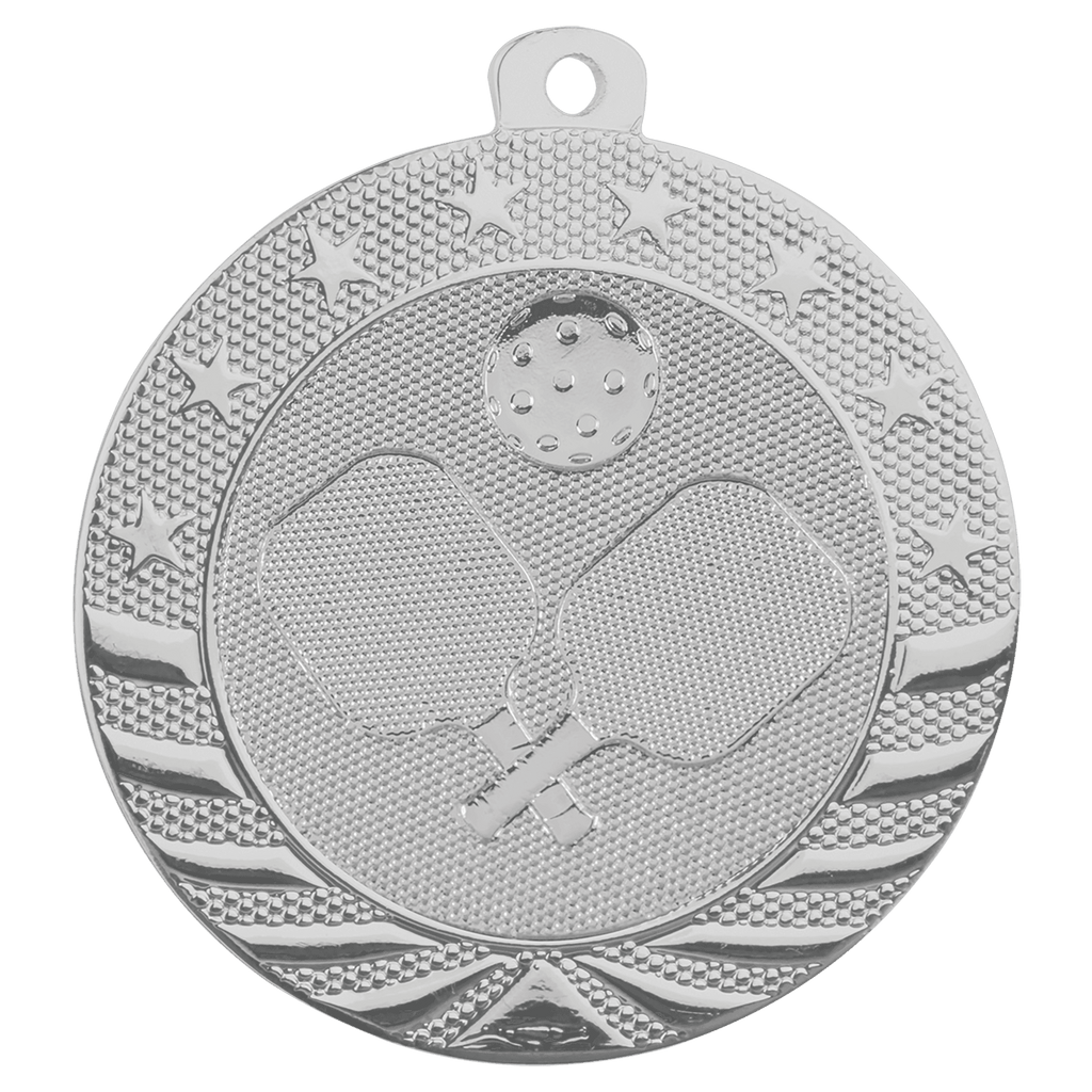 Bright Silver 2" Pickleball Starbrite Medal