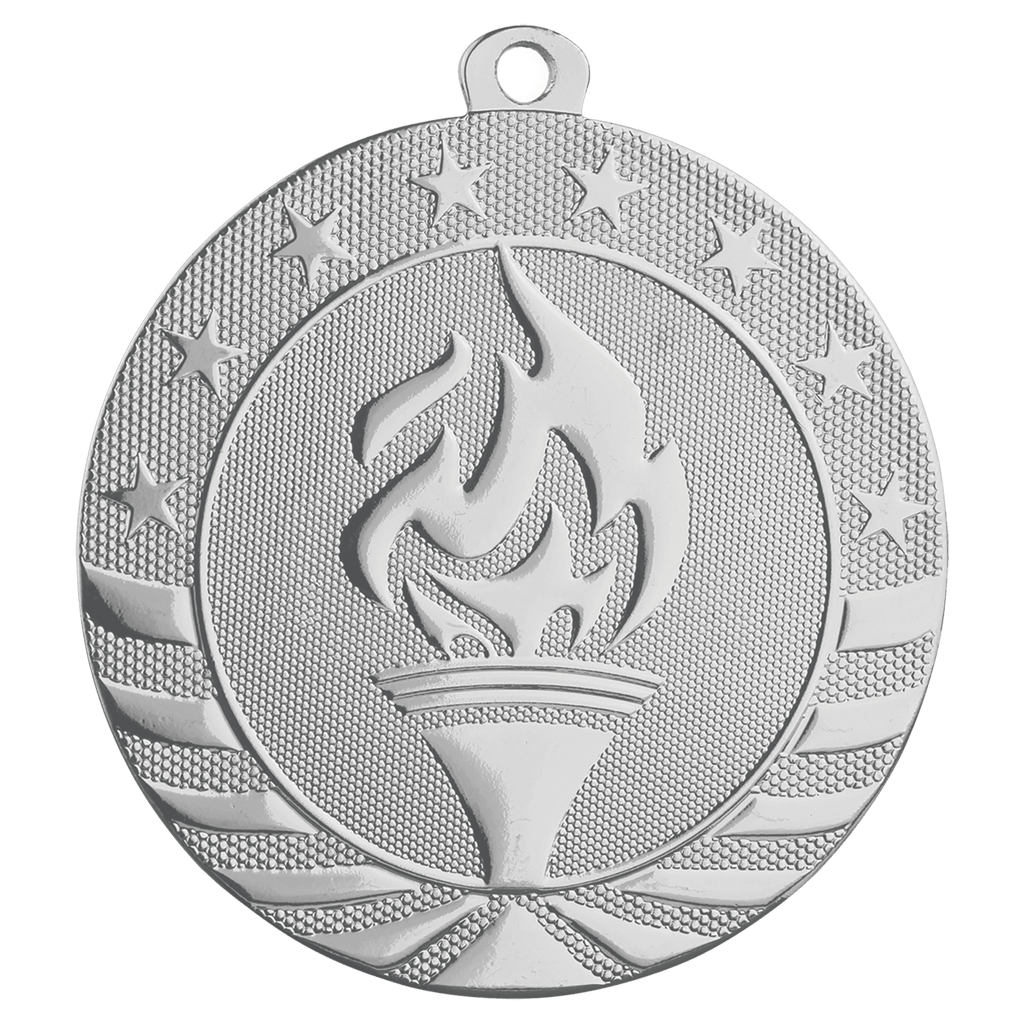 Bright Silver 2 3/4" Torch Starbrite Medal