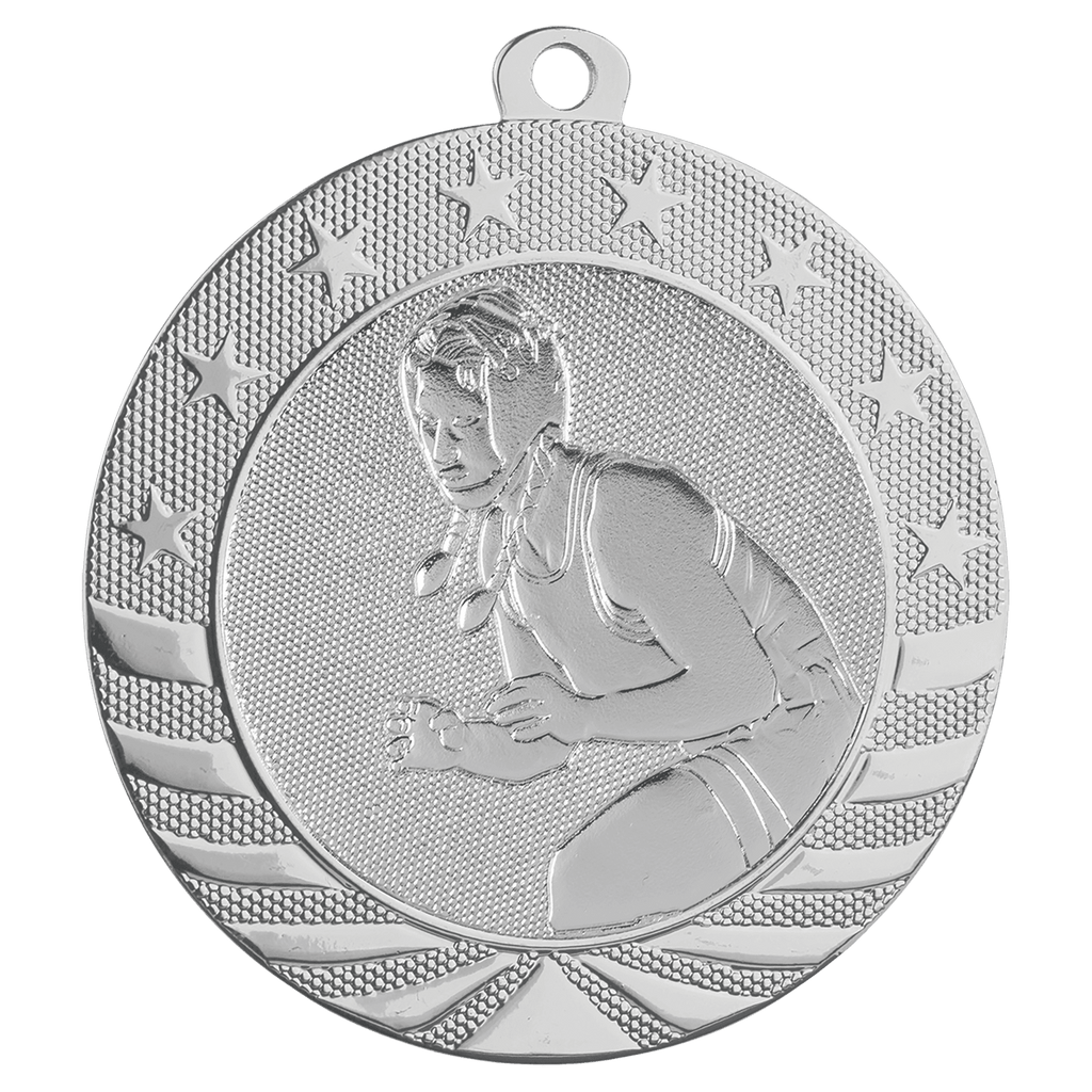 Bright Silver 2 3/4" Female Wrestling Starbrite Medal