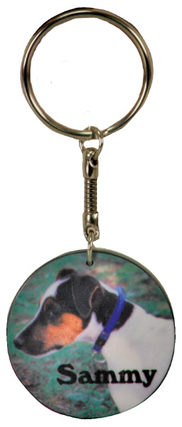 Matte Finish Round Key Chain With Black Edge