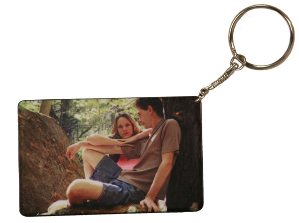 Matte Finish Rectangle Key Chain With Black Edge