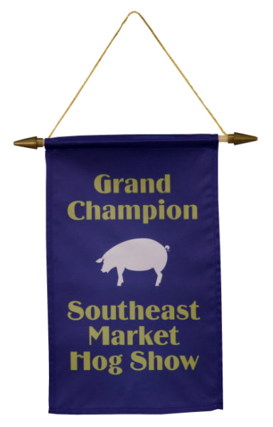 Satin Banner With Wood Dowel, Tips And Hanging Cord