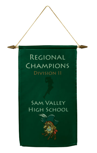 Satin Banner With Wood Dowel, Tips And Hanging Cord