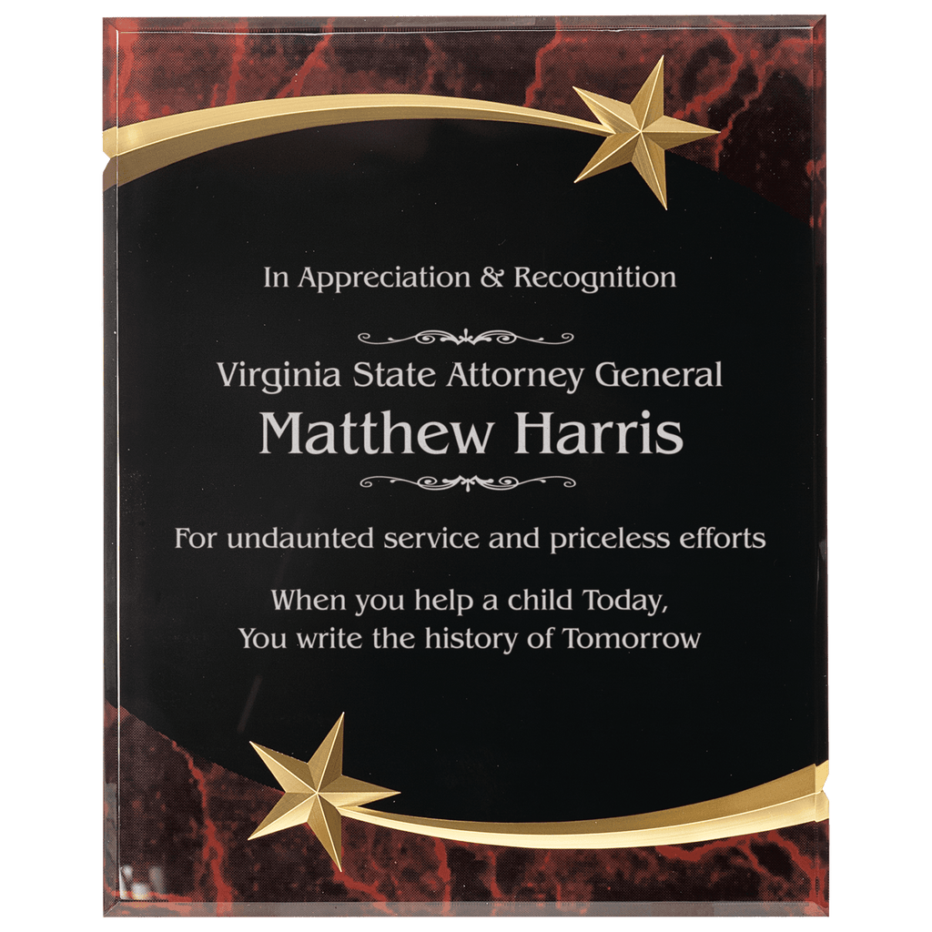 Red 8" x 10" Marble Shooting Star Acrylic Plaque