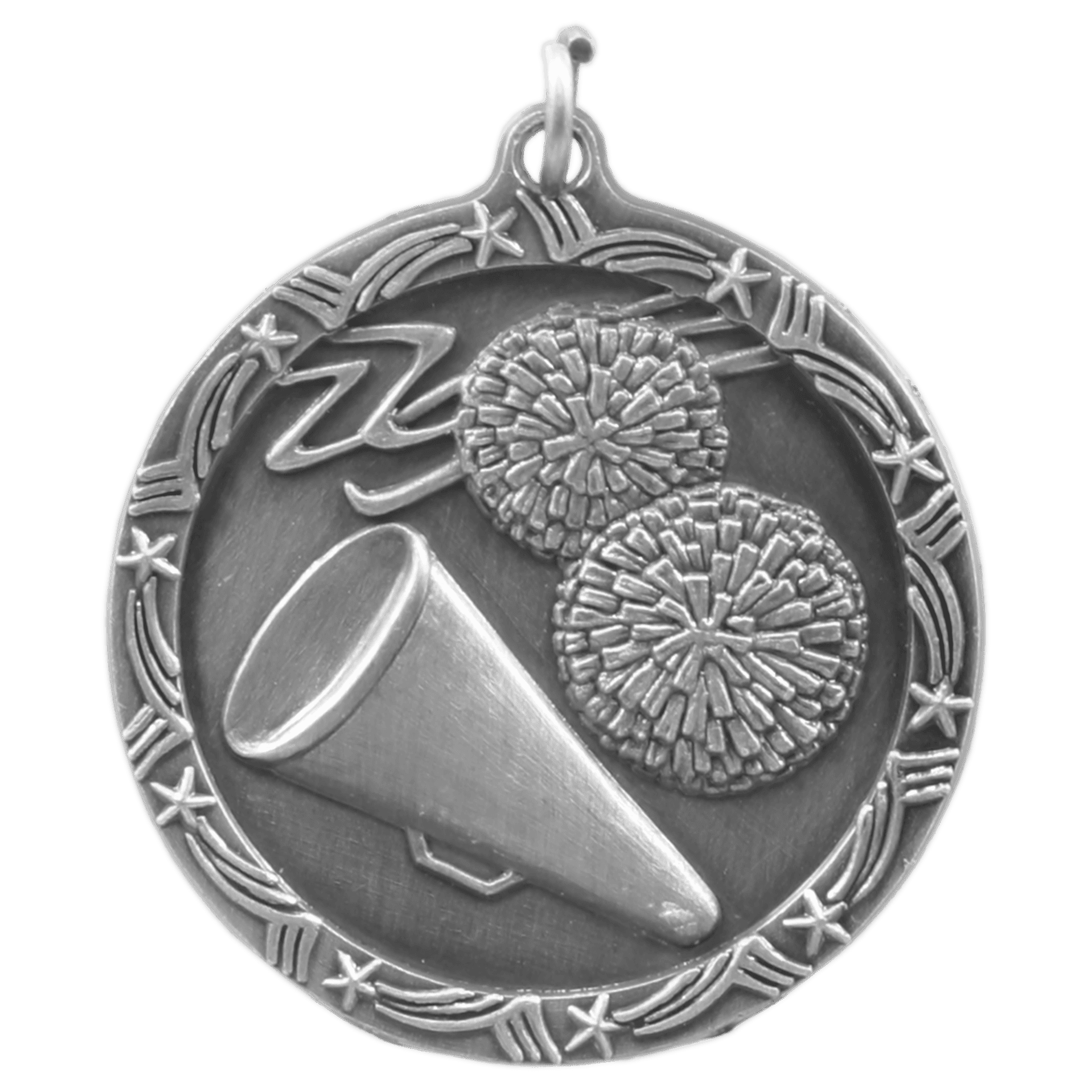 Antique Silver 1 3/4" Cheer Shooting Star Medal