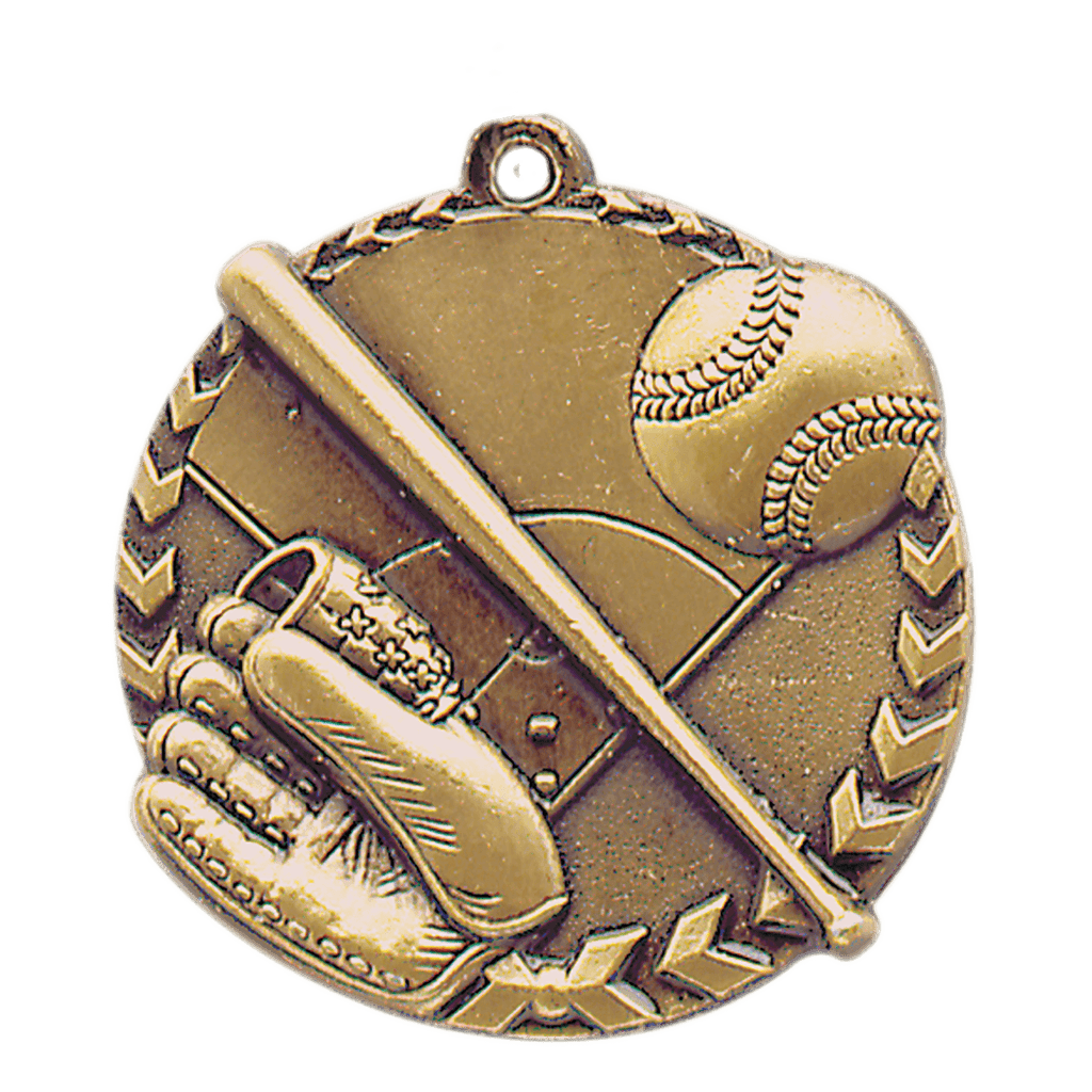 Antique Gold 1 3/4" Baseball/Softball Millennium Medal