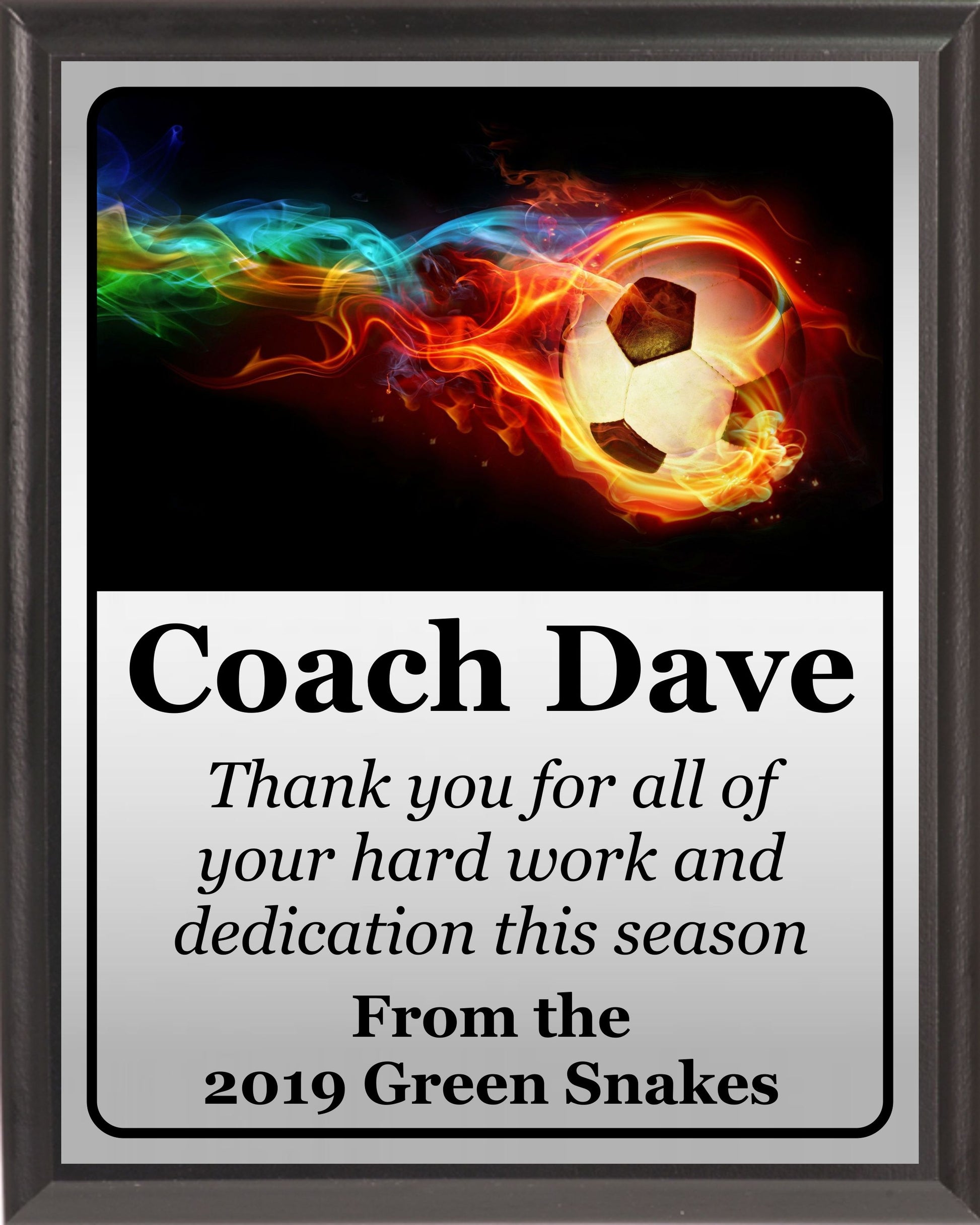 Colorful Soccer Flame Plaque