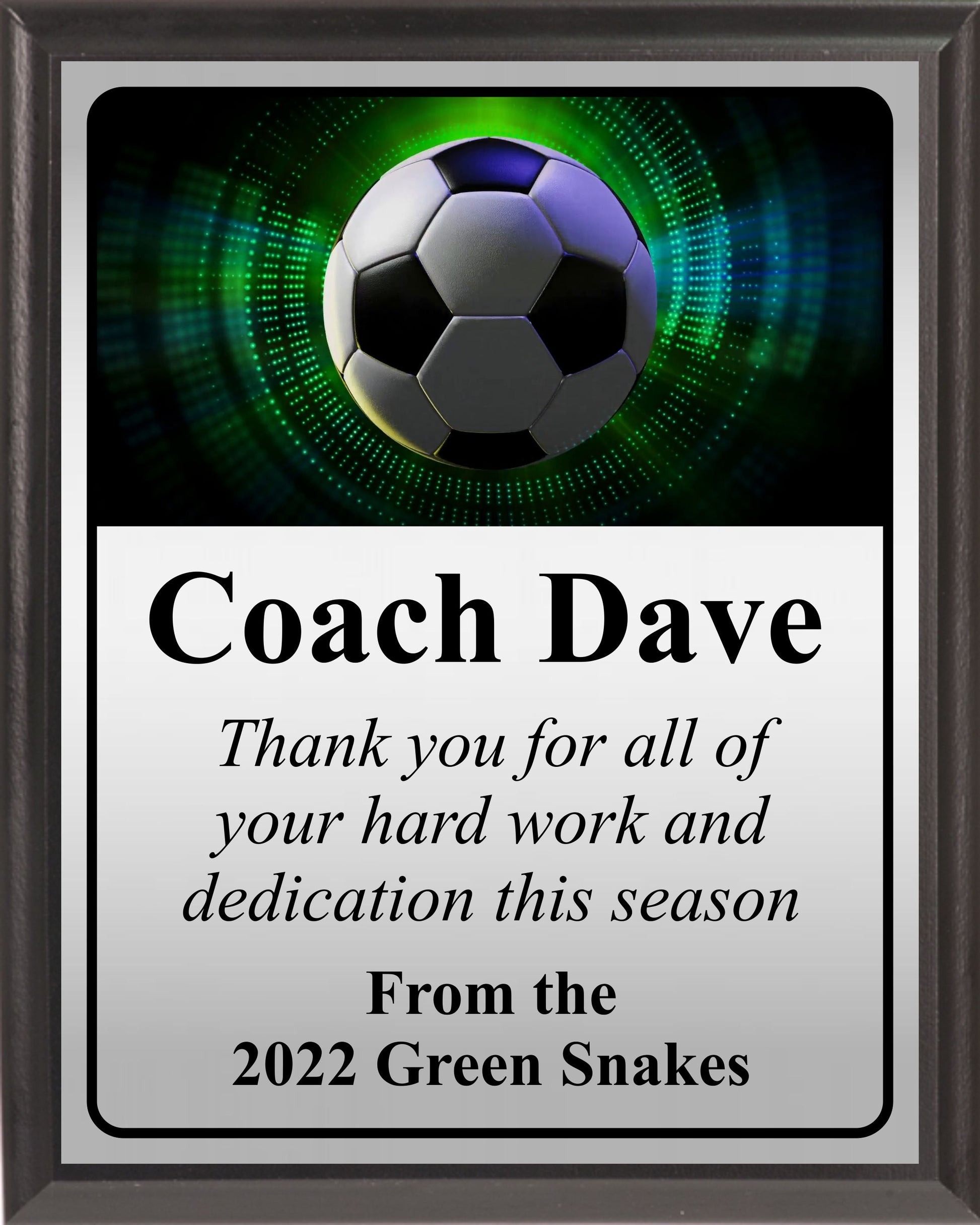Green Neon Soccer Plaque