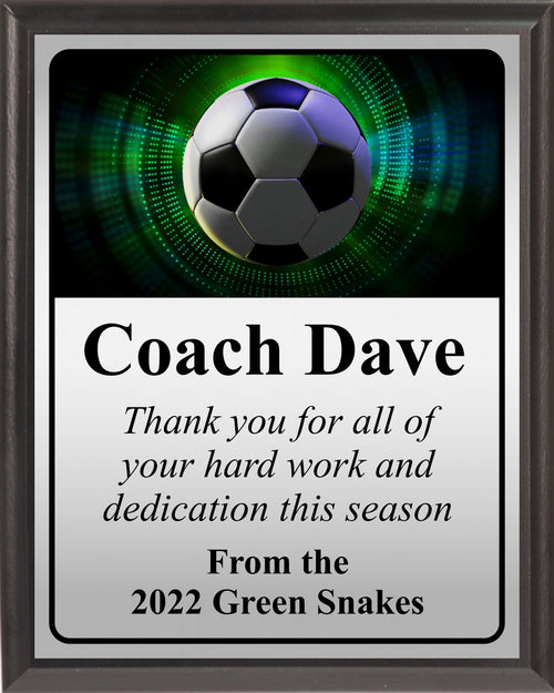 Green Neon Soccer Plaque