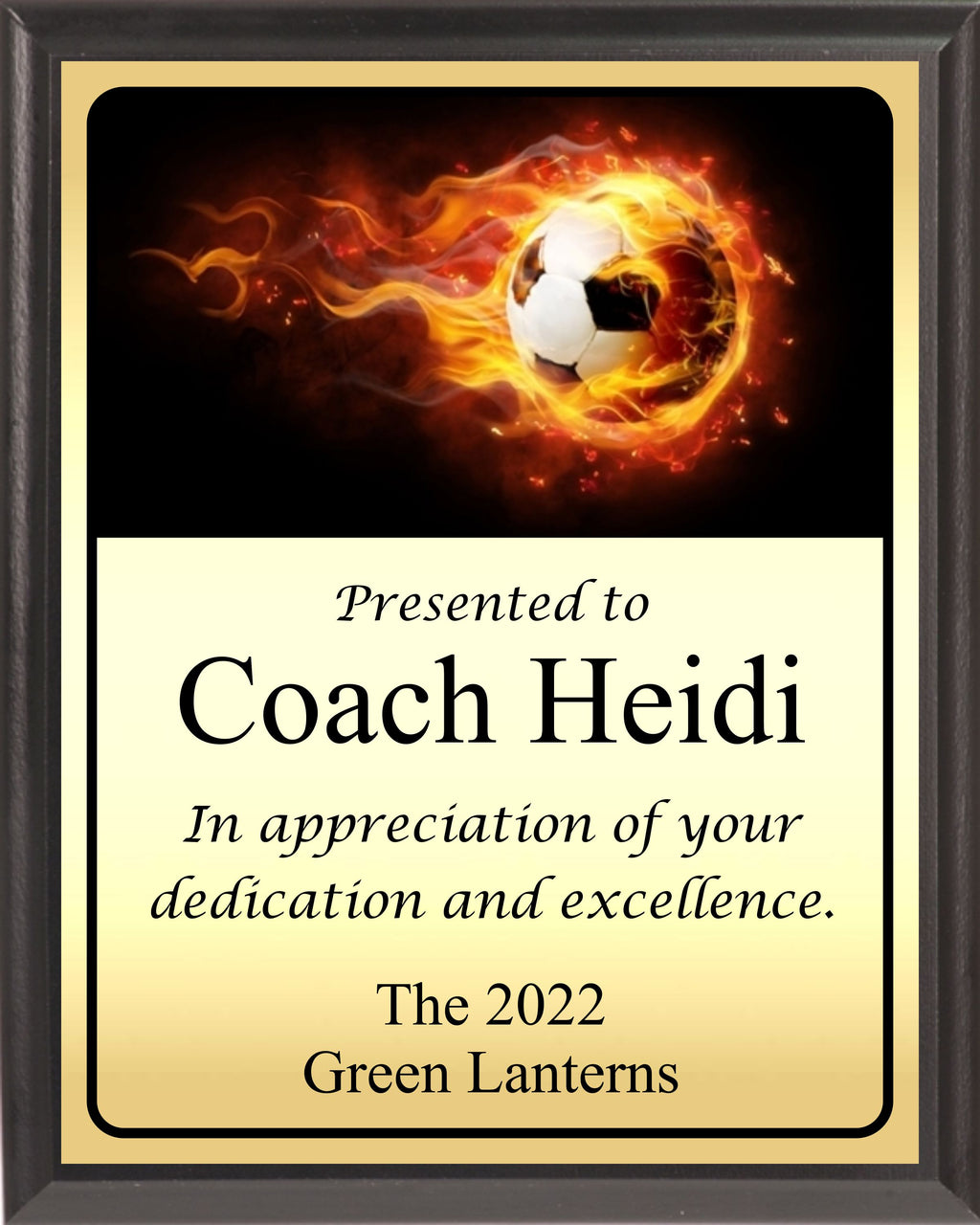 Fiery Soccer Ball Plaque