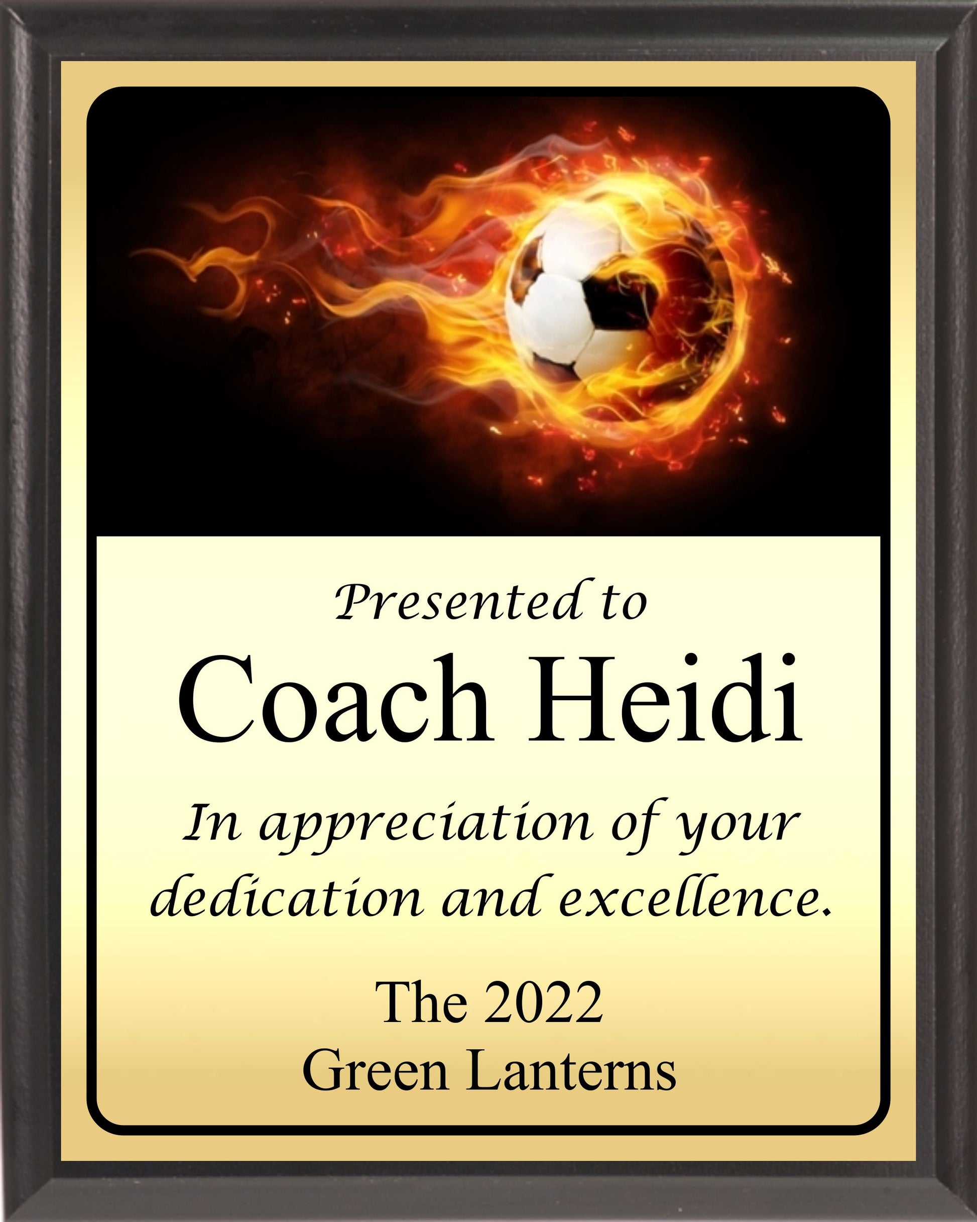 Fiery Soccer Ball Plaque
