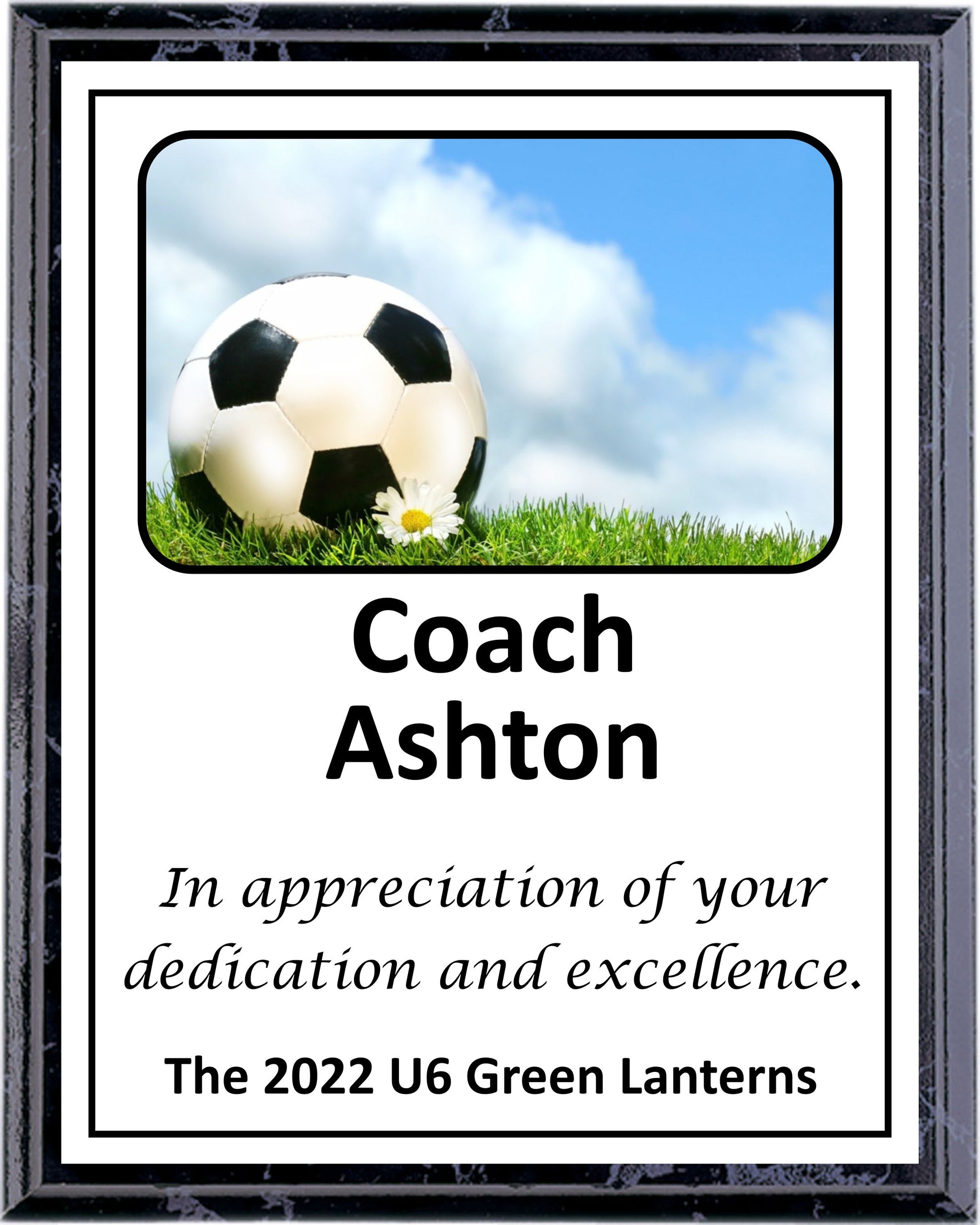 Ball and Flower Soccer Plaque