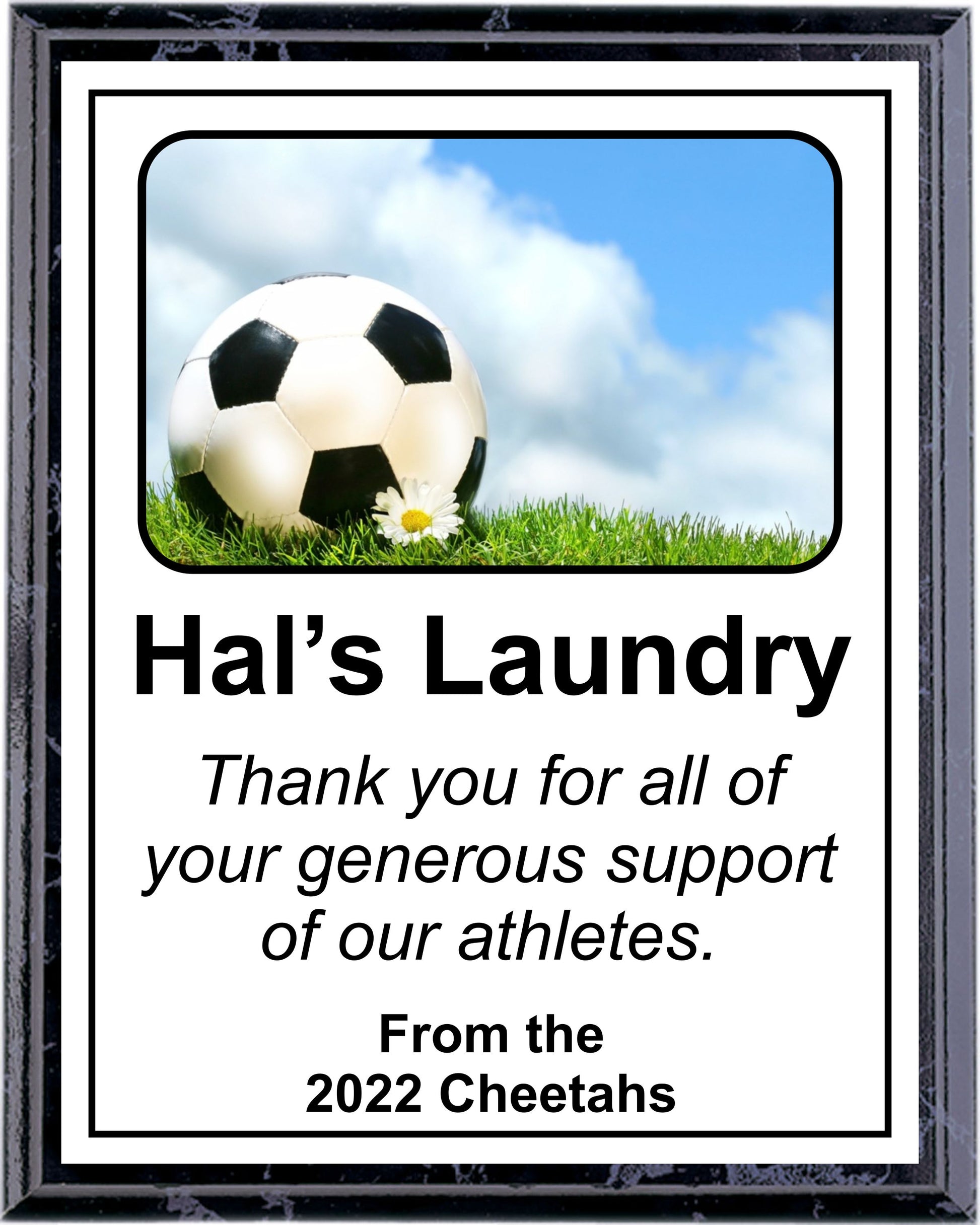 Ball and Flower Soccer Plaque