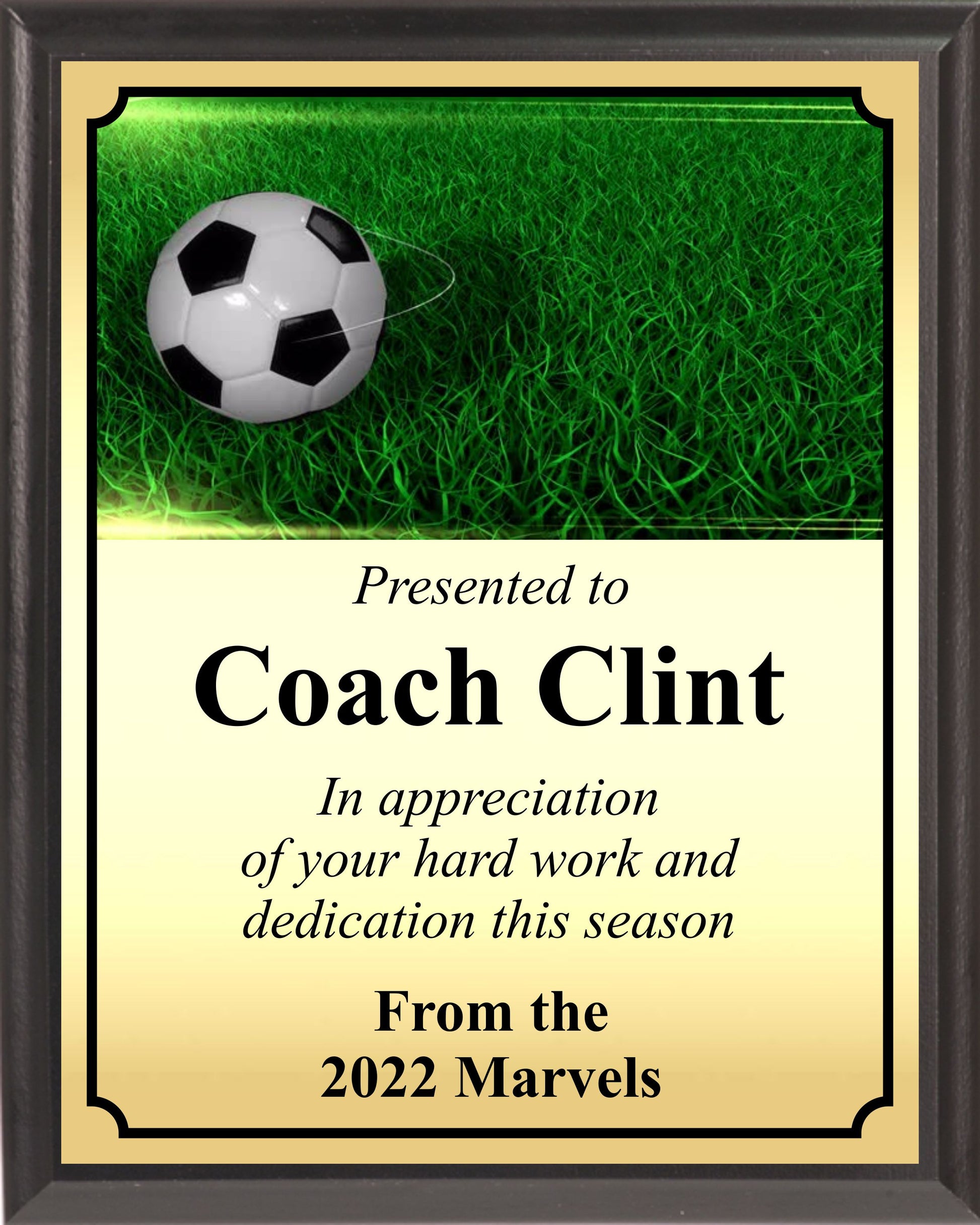 Soccer Ball in Grass Plaque
