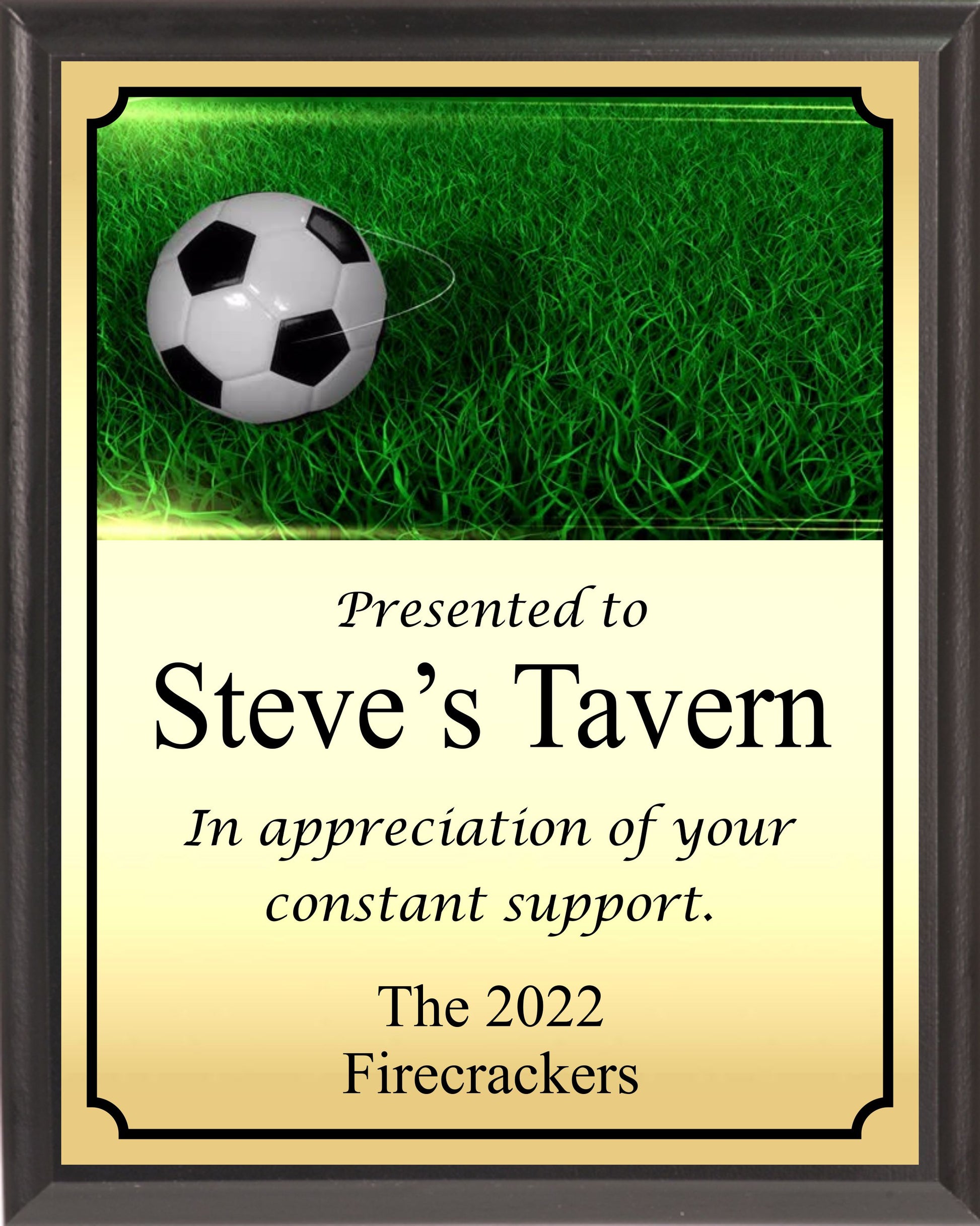 Soccer Ball in Grass Plaque